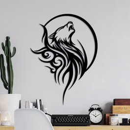Wallity Wolfmoon Accesorio Decorativo de Pared de Metal Negro